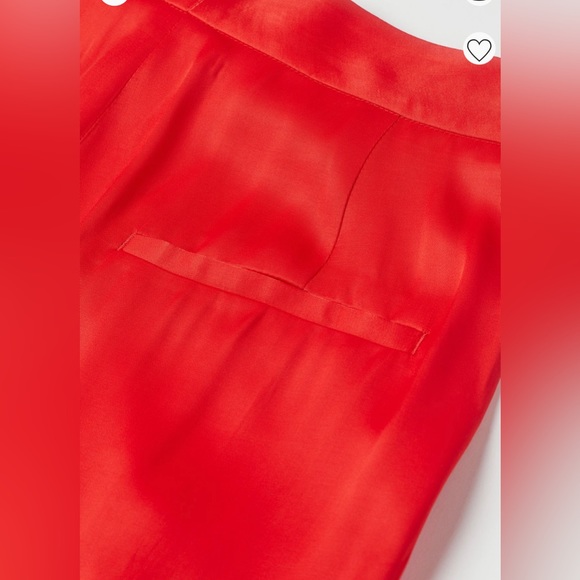 Bright Red Pants with shine and Sheen. High waist - Picture 2 of 3